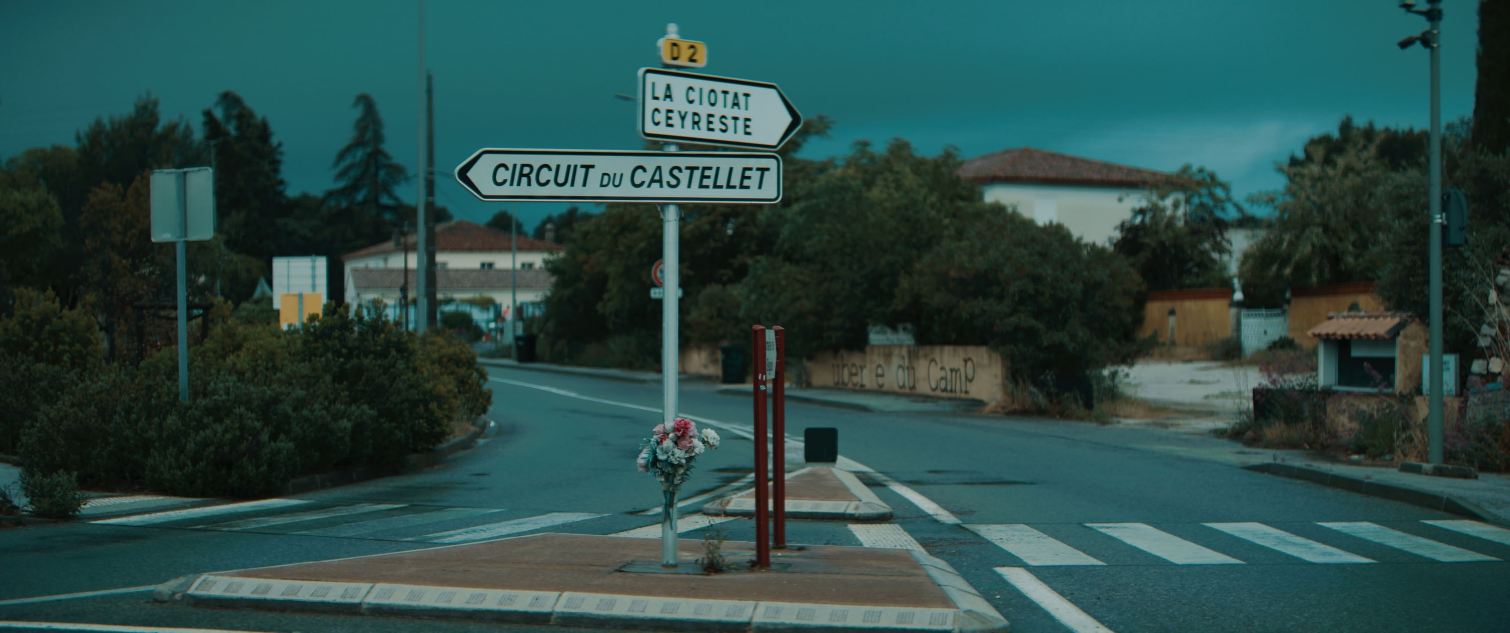 The Circuit du Castellet road sign at dusk